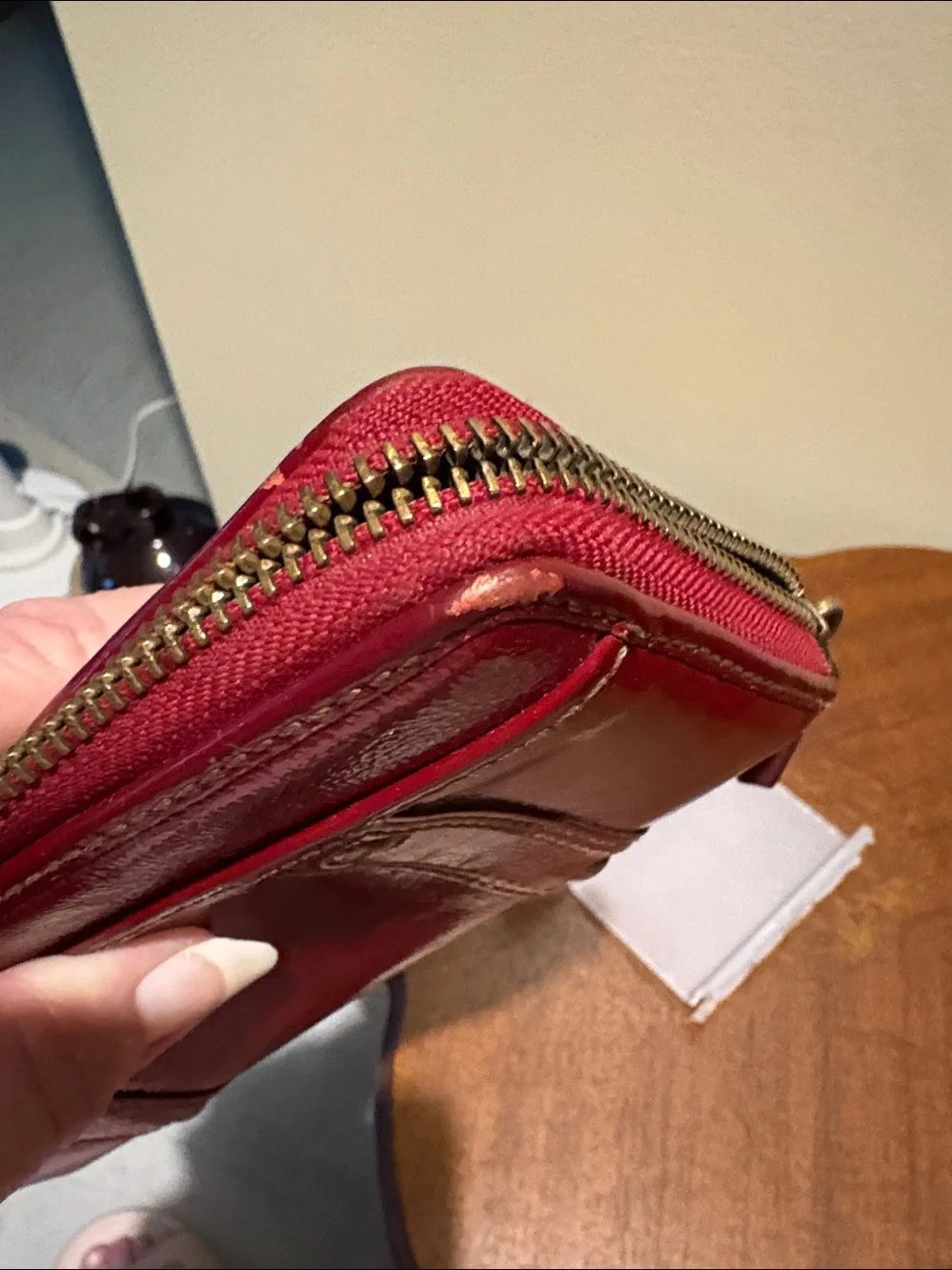 Coach Vintage  Wallet  long wallet Brass Buckle Accents  Autumn red patent leat